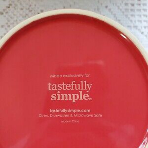 Tastefully Simple Red Dip Crock with spoon - Picture 2 of 7